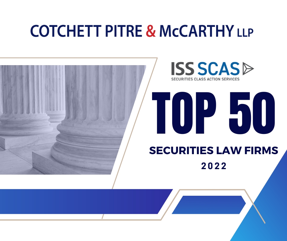 Cotchett, Pitre & McCarthy Ranked One of the Top Securities Law Firms